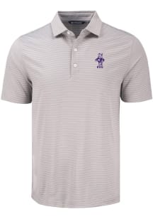 Mens K-State Wildcats Grey Cutter and Buck Vintage Forge Eco Fine Line Short Sleeve Polo Shirt