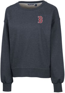Cutter and Buck Boston Red Sox Womens Navy Blue Saturday Crew Sweatshirt
