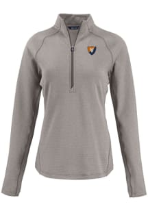 Womens Illinois Fighting Illini Grey Cutter and Buck Vault Pehastin Qtr Zip