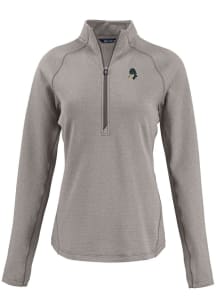 Womens Michigan State Spartans Grey Cutter and Buck Vault Pehastin Qtr Zip