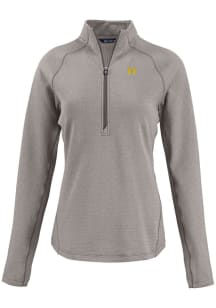 Womens Michigan Wolverines Grey Cutter and Buck Vault Pehastin Qtr Zip