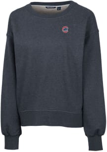 Cutter and Buck Chicago Cubs Womens Navy Blue Saturday Crew Sweatshirt
