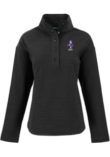 Womens K-State Wildcats Black Cutter and Buck Vintage Hunts Point Qtr Zip