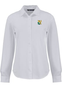 Cutter and Buck Xavier Musketeers Womens Gold Rush Advantage Soft Pique Long Sleeve White Dress Sh..