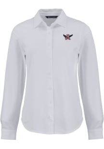 Cutter and Buck Auburn Tigers Womens Vault Advantage Soft Pique Long Sleeve White Dress Shirt