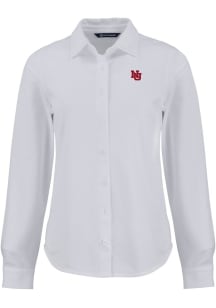 Womens Nebraska Cornhuskers White Cutter and Buck Vault Advantage Soft Pique Long Sleeve Dress S..