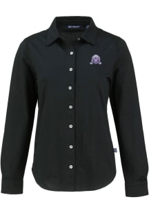 Womens Northwestern Wildcats  Cutter and Buck Vault Advantage Soft Pique Long Sleeve Dress Shirt