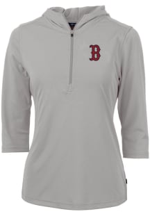 Cutter and Buck Boston Red Sox Womens Grey Virtue Eco Pique Hooded Sweatshirt