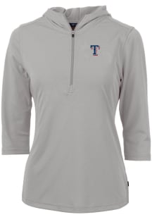 Cutter and Buck Texas Rangers Womens Grey Virtue Eco Pique Hooded Sweatshirt