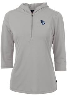 Cutter and Buck Tampa Bay Rays Womens Grey Virtue Eco Pique Hooded Sweatshirt