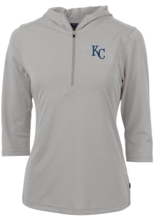 Cutter and Buck Kansas City Royals Womens Grey Virtue Eco Pique Hooded Sweatshirt