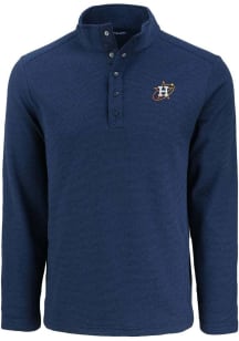 Cutter and Buck Houston Astros Mens Navy Blue City Connect Hunts Point Long Sleeve Qtr Zip Pullo..