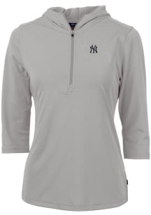 Cutter and Buck New York Yankees Womens Grey Virtue Eco Pique Hooded Sweatshirt