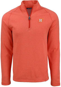 Cutter and Buck Houston Astros Mens Orange City Connect Pehastin Long Sleeve Qtr Zip Pullover