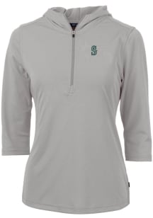 Cutter and Buck Seattle Mariners Womens Grey Virtue Eco Pique Hooded Sweatshirt