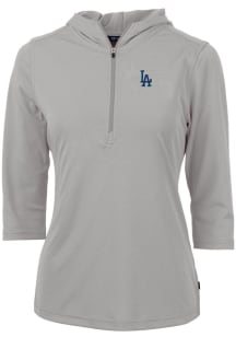 Cutter and Buck Los Angeles Dodgers Womens Grey Virtue Eco Pique Hooded Sweatshirt