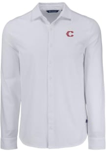 Cutter and Buck Cincinnati Reds Mens White City Connect Advantage Soft Pique Long Sleeve Dress S..