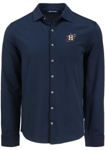 Cutter and Buck Houston Astros Mens Navy Blue City Connect Advantage Soft Pique Long Sleeve Dres..