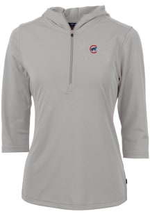 Cutter and Buck Chicago Cubs Womens Grey Virtue Eco Pique Hooded Sweatshirt