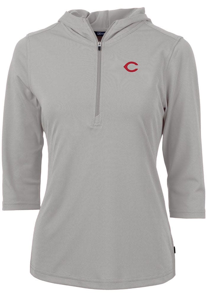 Cutter and Buck Cincinnati Reds Womens Virtue Eco Pique Hooded Sweatshirt