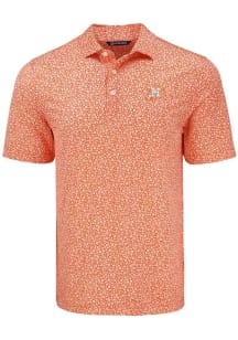 Cutter and Buck Houston Astros Mens Orange City Connect Pike Flora Short Sleeve Polo