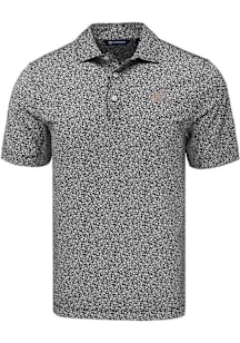 Cutter and Buck Washington Nationals Mens Black City Connect Pike Flora Short Sleeve Polo