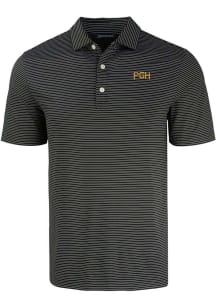 Cutter and Buck Pittsburgh Pirates Mens Black City Connect Forge Eco Fine Line Short Sleeve Polo