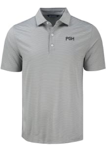 Cutter and Buck Pittsburgh Pirates Mens Grey City Connect Forge Eco Fine Line Short Sleeve Polo