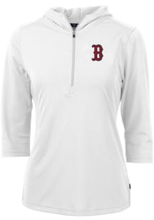 Cutter and Buck Boston Red Sox Womens White Virtue Eco Pique Hooded Sweatshirt