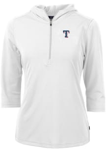Cutter and Buck Texas Rangers Womens White Virtue Eco Pique Hooded Sweatshirt