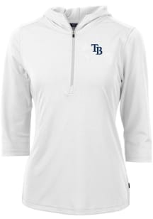 Cutter and Buck Tampa Bay Rays Womens White Virtue Eco Pique Hooded Sweatshirt