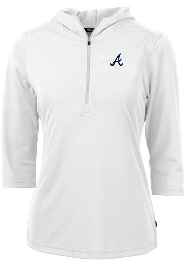 Women's Atlanta Braves Columbia Gray Tidal Long Sleeve Hoodie T-Shirt