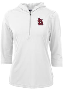 Cutter and Buck St Louis Cardinals Womens White Virtue Eco Pique Hooded Sweatshirt
