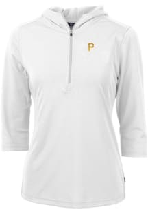 Cutter and Buck Pittsburgh Pirates Womens White Virtue Eco Pique Hooded Sweatshirt
