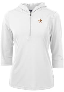 Cutter and Buck Houston Astros Womens White Virtue Eco Pique Hooded Sweatshirt