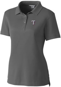 Cutter and Buck Texas Rangers Womens Grey Advantage Pique Short Sleeve Polo Shirt