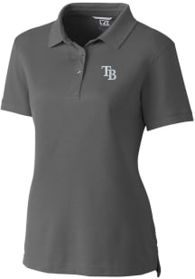 Cutter and Buck Tampa Bay Rays Womens Grey Advantage Pique Short Sleeve Polo Shirt