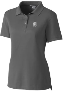 Cutter and Buck Detroit Tigers Womens Grey Advantage Pique Short Sleeve Polo Shirt