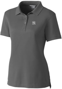 Cutter and Buck New York Yankees Womens Grey Advantage Pique Short Sleeve Polo Shirt
