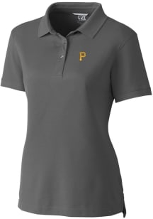 Cutter and Buck Pittsburgh Pirates Womens Grey Advantage Pique Short Sleeve Polo Shirt