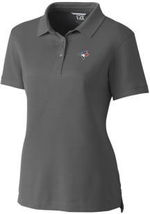 Cutter and Buck Toronto Blue Jays Womens Grey Advantage Pique Short Sleeve Polo Shirt