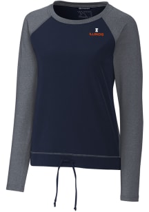 Cutter and Buck Illinois Fighting Illini Womens Navy Blue Response Lightweight Long Sleeve Pullover