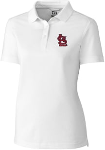 Cutter and Buck St Louis Cardinals Womens White Advantage Pique Short Sleeve Polo Shirt