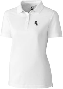 Cutter and Buck Chicago White Sox Womens White Advantage Pique Short Sleeve Polo Shirt