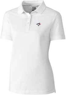 Cutter and Buck Toronto Blue Jays Womens White Advantage Pique Short Sleeve Polo Shirt