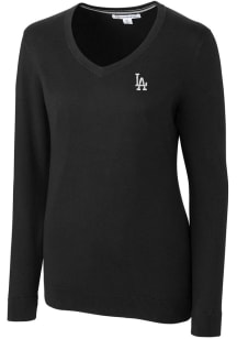 Cutter and Buck Los Angeles Dodgers Womens Black Lakemont Long Sleeve Sweater