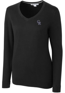 Cutter and Buck Colorado Rockies Womens Black Lakemont Long Sleeve Sweater