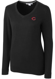 Cutter and Buck Cincinnati Reds Womens Black Lakemont Long Sleeve Sweater