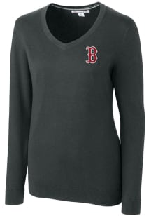 Cutter and Buck Boston Red Sox Womens Grey Lakemont Long Sleeve Sweater