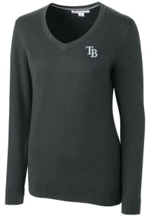 Cutter and Buck Tampa Bay Rays Womens Grey Lakemont Long Sleeve Sweater